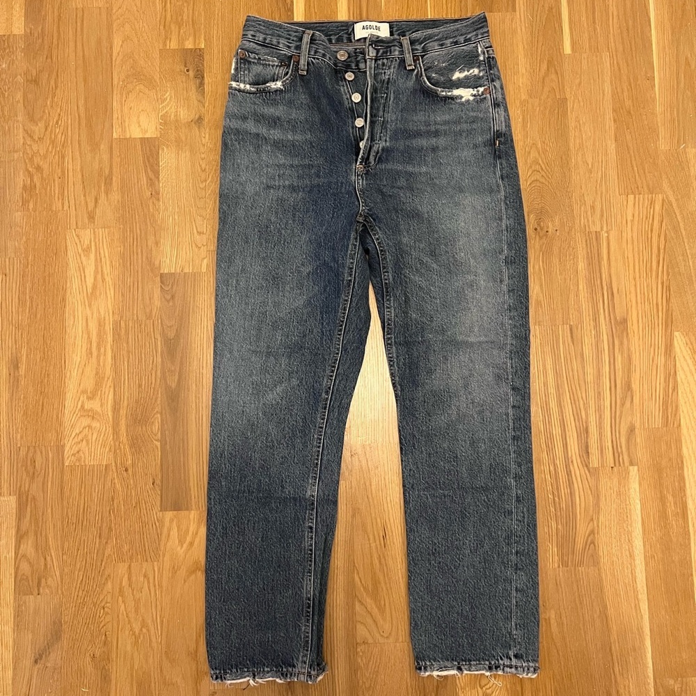 AGOLDE Riley High Rise Cropped Straight Jeans. Color: Frequency - Picture 9 of 9